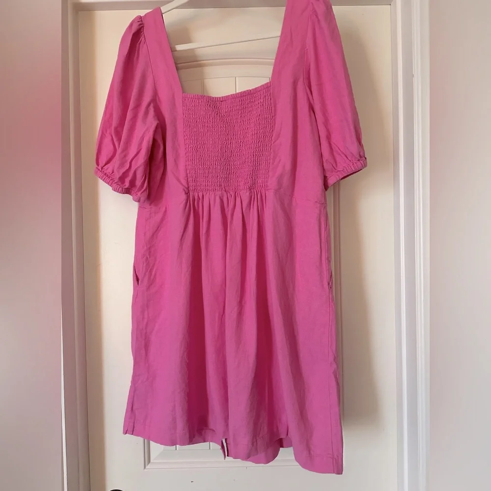 Old Navy Puff Sleeve Linen Mini Dress NWT - Picture 3 of 4